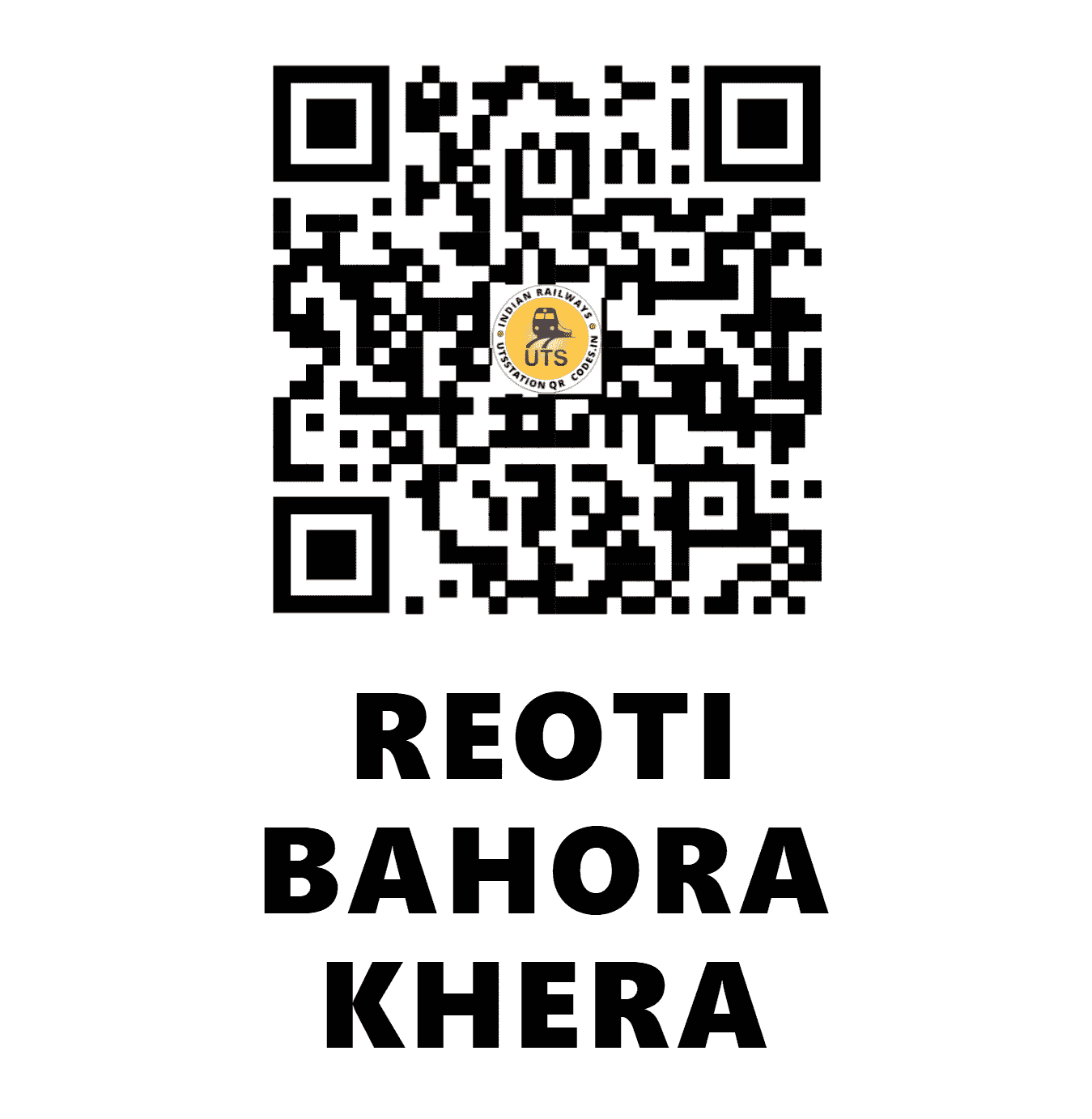 UTS QR Code for REOTI BAHORA KHERA - RBK (NR - UTTAR PRADESH)